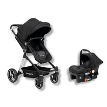 Carrinho de bebe aston + bebe conforto + base chevron silver/black - joie