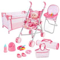 Carrinho de bebê Baby Doll Strob Bed Nursery Role Play Set DeAO Carrinho de bebê Baby Doll Strob Bed Nursery Role Play Set DeAO