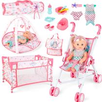 Carrinho de bebê Baby Doll Strob Bed Nursery Role Play Set DeAO Carrinho de bebê Baby Doll Strob Bed Nursery Role Play Set DeAO