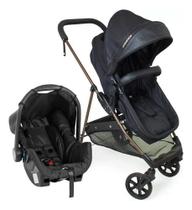 Carrinho De Bebê + Bb Conforto Napoli Travel System Preto Cobre Galzerano