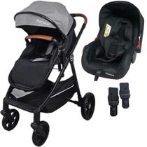 Carrinho de Bebe Bebe Conforto Passear Baby Apolo 3 em 1 Cinza