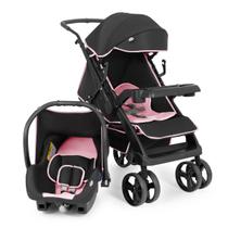 Carrinho de Bebê Berço com Bebê Conforto Joy 0 a 15kg Preto e Rosa Tutti Baby