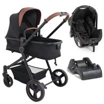 Carrinho de Bebê Berço Moisés Com Bebê Conforto e Base Passeio Travel System Ivy Proteção UV50 Galzerano