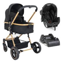 Carrinho de Bebê Berço Moisés Com Bebê Conforto e Basse Passeio Travel System Ivy Proteção UV50 Galzerano