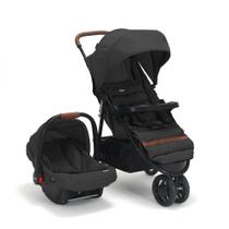 Carrinho de Bebê Breeze preto com Bebê Conforto Infanti