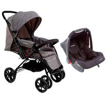 Carrinho de Bebê Choice Cinza e Bebê Conforto Beta Preto