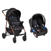 Carrinho de bebê com bebê conforto 2 em 1 Burigotto travel system conforto Ecco + Touring X Preto com cobre