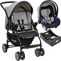 Carrinho de Bebe com Bebe Conforto Base Burigotto Rio K Cinza