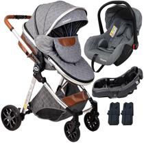 Carrinho de Bebe com Bebe Conforto Base Passear Baby Ares Cinza