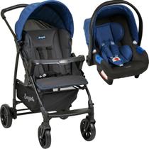 Carrinho de Bebe com Bebe Conforto Burigotto Ecco Cinza Azul