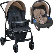 Carrinho de Bebe com Bebe Conforto Burigotto Ecco Cinza Bege