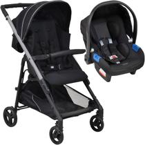 Carrinho de Bebe com Bebe Conforto Burigotto Tak Metal Silver