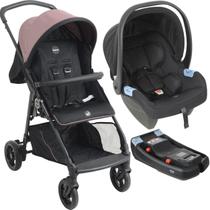 Carrinho de Bebe com Bebe Conforto e Base Burigotto Lui Rose Carrinho de Bebe com Bebe Conforto e Base Burigotto Lui Rose