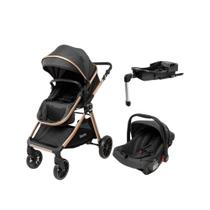 Carrinho de Bebe com Bebê Conforto e Base Isofix Travel System Romanzo Trio Preto bronze. - Infanti