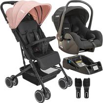 Carrinho de Bebe com Bebe Conforto e Base Kiddo Mascote Rosa Carrinho de Bebe com Bebe Conforto e Base Kiddo Mascote Rosa
