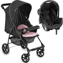 Carrinho de Bebe com Bebe Conforto Galzerano Romano G22 Preto Rosa
