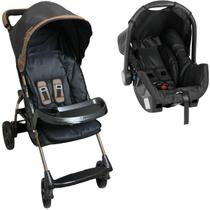 Carrinho de Bebe com Bebe Conforto Galzerano Romano Preto Cobre