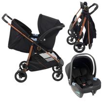 Carrinho de Bebê com Bebê Conforto Lui Travel System Preto Cobre Burigotto