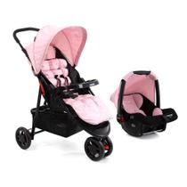 Carrinho de Bebê com Bebê Conforto Voyage Delta Duo Pro Rosa