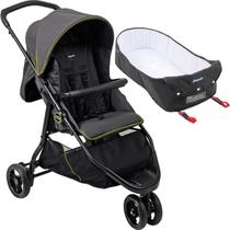 Carrinho de Bebe com Moises Ninho Burigotto CR3 Gray Neon Carrinho de Bebe com Moises Ninho Burigotto CR3 Gray Neon