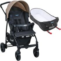 Carrinho de Bebe com Moises Ninho Burigotto Ecco Cinza Bege Carrinho de Bebe com Moises Ninho Burigotto Ecco Cinza Bege