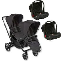 Carrinho de bebe duplo zoom ink (preto) + bebe conforto - abc design