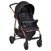 Carrinho de Bebê Ecco até 15Kg Preto e Cobre + Bebê Conforto Touring X até 13Kg Burigotto Preto