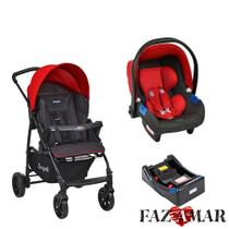 Carrinho De Bebê Ecco Cinza/vermelho + Bebê Conforto Touring X + Base - Burigotto