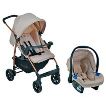 Carrinho de Bebê Ecco Mon Amour até 15Kg + Bebê Conforto Touring X Até 13 Kg Bege Burigotto