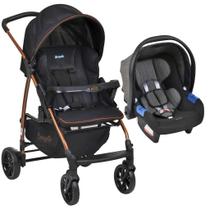 Carrinho de Bebê Ecco Preto Cobre e Bebê Conforto Touring X - Burigotto