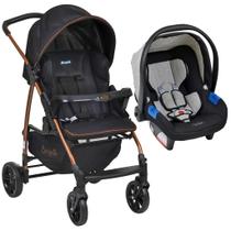 Carrinho de Bebê Ecco Preto Cobre e Bebê Conforto Touring X - Burigotto