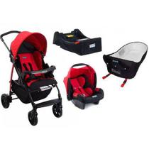 Carrinho de Bebe Ecco Red com Bebe Conforto + Base e Ninho Pramette - Burigotto