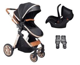 Carrinho de Bebê Europeu Duo 3 em 1 Ares Plus Preto -Passear Carrinho de Bebê Europeu Duo 3 em 1 Ares Plus Preto -Passear