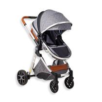 Carrinho de bebe europeu luxo 3 em 1 ares cinza - passear baby