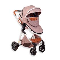 Carrinho de bebe europeu luxo 3 em 1 ares marrom - passear baby