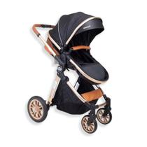 Carrinho de bebe europeu luxo 3 em 1 ares plus preto - passear baby