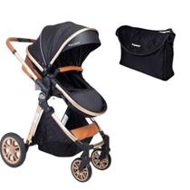 Carrinho de bebe europeu luxo 3 em 1 ares plus preto - passear baby