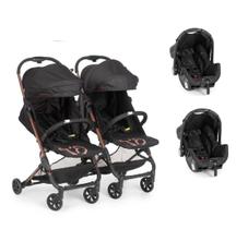 Carrinho de Bebê Galzerano Gêmeos Duolee + 2 Bebes Conforto