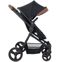 Carrinho de Bebê Galzerano Ivy Berço Passeio Moisés Travel System Reclinável Leve Compacto Dobrável Para Viagem 15 Kg Preto Caramelo Fecha Uma Mão