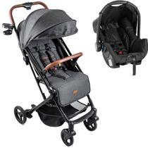 Carrinho de Bebe Galzerano Kira com Bebe Conforto Grafite