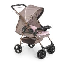 Carrinho de Bebê Galzerano Milano Reversível Ii 0 Meses até 15 Kg Cappuccino com Rosa