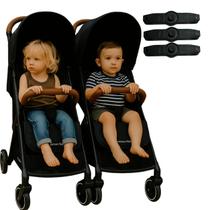 Carrinho de Bebê Gêmeos Premium Baby Zurich Black Couro Marrom Carrinho de Bebê Gêmeos Premium Baby Zurich Black Couro Marrom