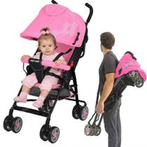 Carrinho de Bebê Guarda Chuva Passeio Leve Infantil Compacto Viagens Dobrável Avião Até 15Kg Resistente Umbrella Portátil Rosa