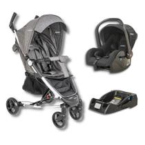 Carrinho de bebe helios ii melange grafite + bebe conforto casulo click preto (415h) + base - kiddo Carrinho de bebe helios ii melange grafite + bebe conforto casulo click preto (415h) + base - kiddo