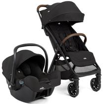 Carrinho de Bebê Joie Pact Pro Preto Chumbo Shale com Bebê Conforto iSnug 2 Travel System Portátil Reclinável Leve 22kg Fecha Com Uma Mão