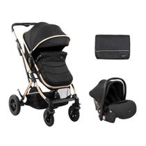 Carrinho de Bebê Kaia cor Black 3 em 1 Kikka Boo