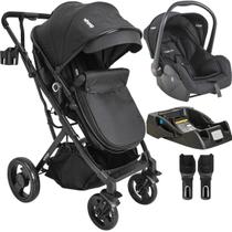 Carrinho de Bebe Kiddo Vox II com Bebe Conforto e Base Preto Carrinho de Bebe Kiddo Vox II com Bebe Conforto e Base Preto