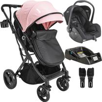 Carrinho de Bebe Kiddo Vox II com Bebe Conforto e Base Rosa Carrinho de Bebe Kiddo Vox II com Bebe Conforto e Base Rosa