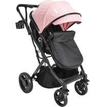 Carrinho de Bebe Kiddo Vox II Melange Rosa Berço Passeio Moises