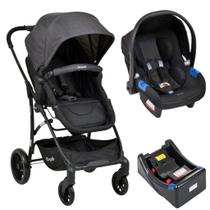 Carrinho de Bebê Kit Completo Convert Dark Grey com Bebê Conforto Preto e Base - Burigotto